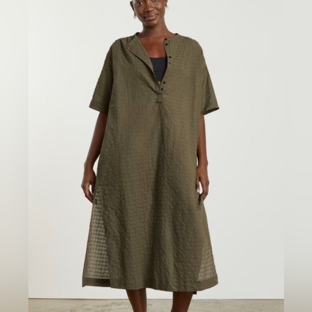organic sheer black caftan - everlane maxi dress swim cover up XS oversized